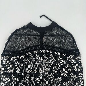 Self-Portrait Antoinette Guipure Mixed Floral Lace Sheer Top Romantic Blouse